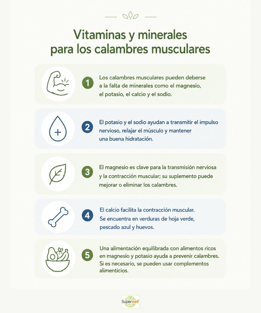 Vitaminas y minerales para los calambres